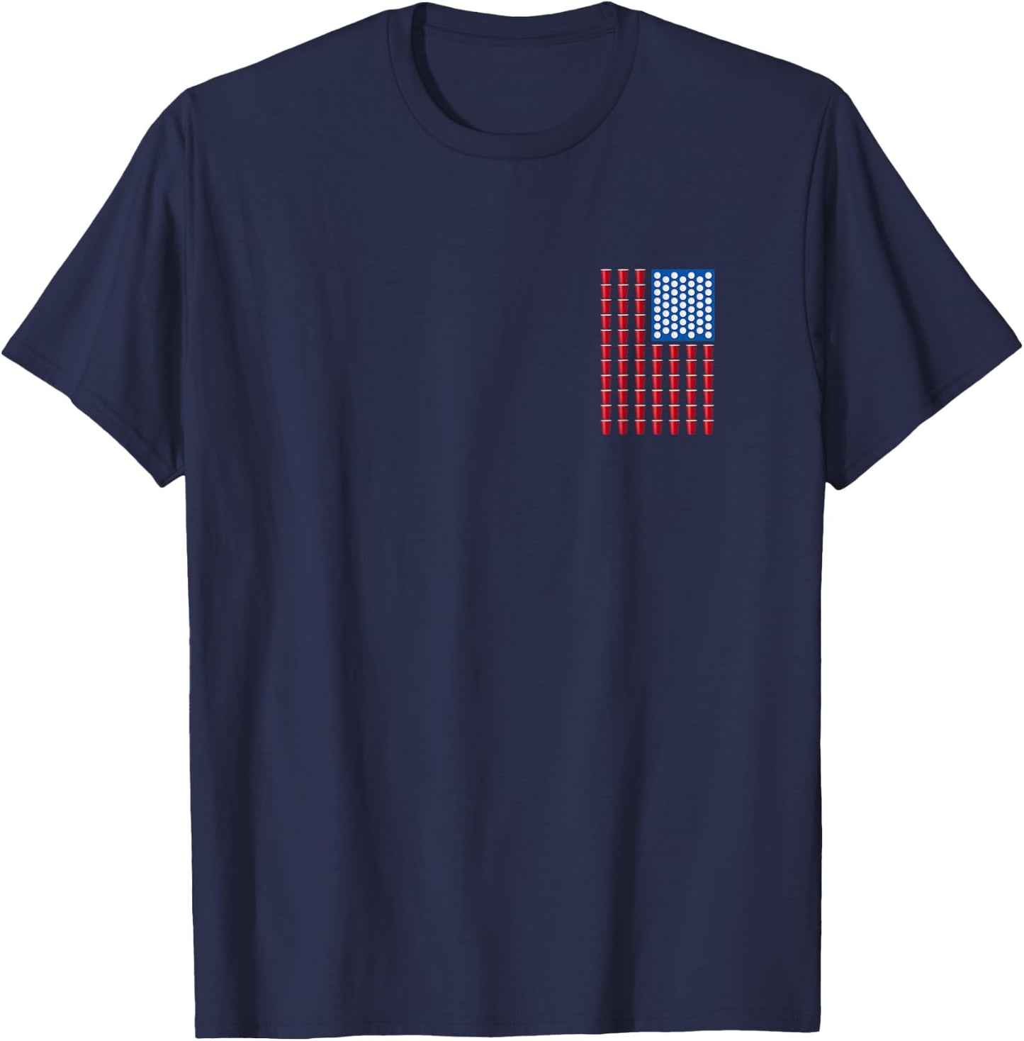 Beer Pong Red Solo Cup American Flag USA Women Men T-Shirt - T-Shirt | Navy