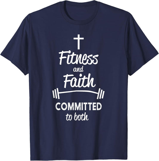 Fitness and Faith Workout Exercise T-Shirt - T-Shirt | Navy