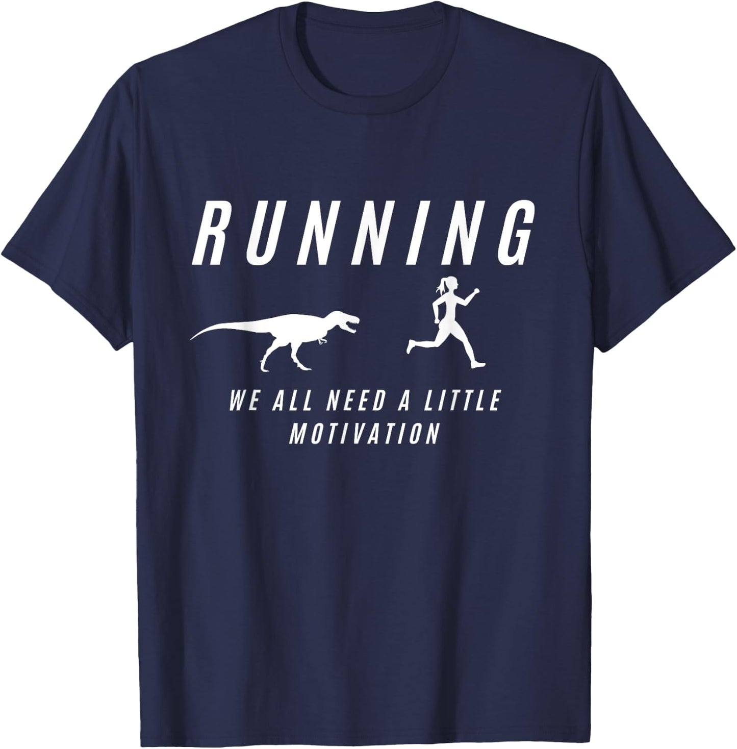 Women Running With Motivation Raptor Funny Runner Dinosaur T-Shirt - T-Shirt | Navy