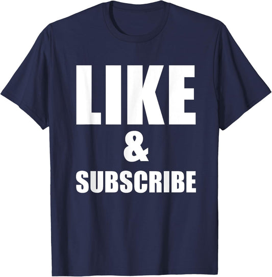 Like And Subscribe Meme Video Vlogger Social Media Tubers T-Shirt - T-Shirt | Navy