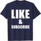 Like And Subscribe Meme Video Vlogger Social Media Tubers T-Shirt - T-Shirt | Navy