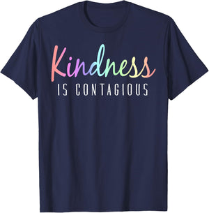 Kindness Is Contagious Positive Inspiration T-Shirt - T-Shirt | Navy