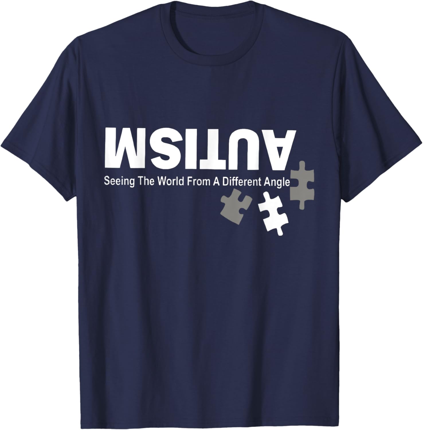Retro Autism Seeing The World From A Different Angle T-Shirt - T-Shirt | Navy