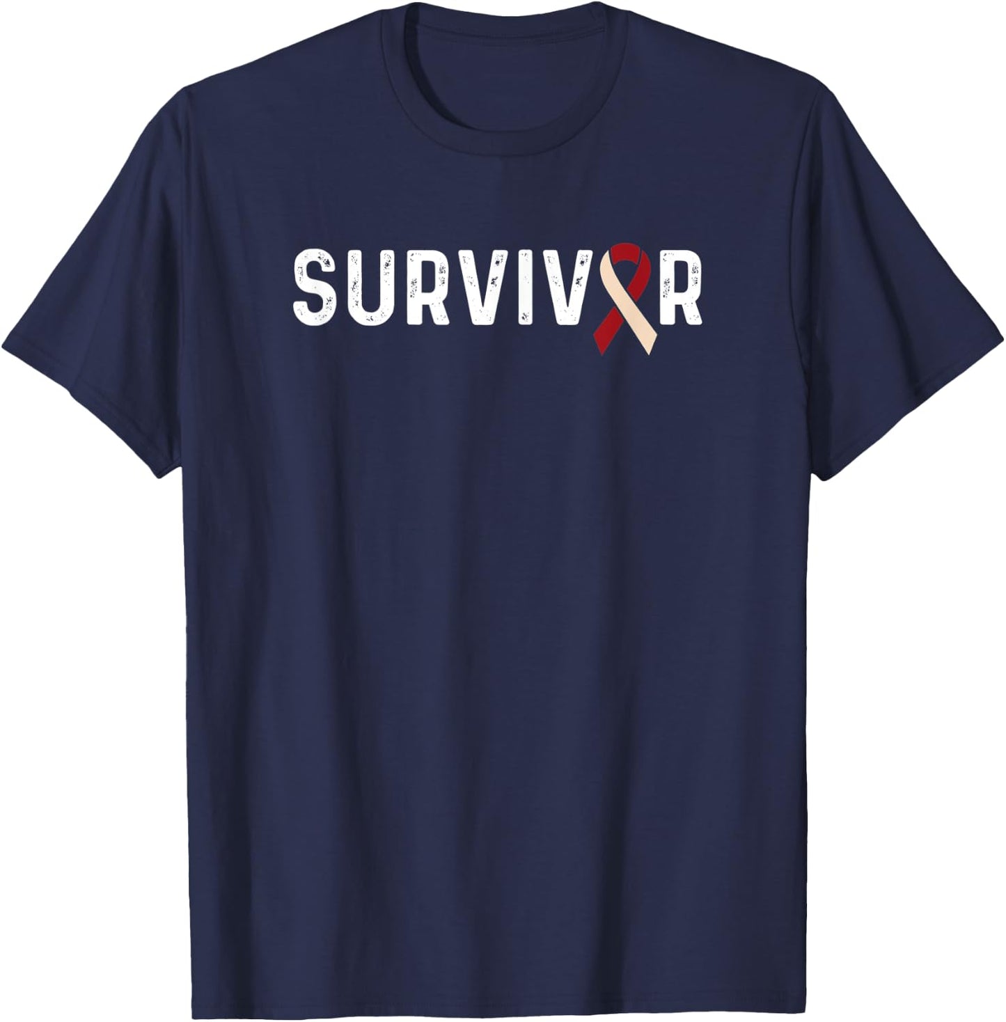Head And Neck Cancer Awareness Ribbon Survivor Remission T-Shirt - T-Shirt | Navy