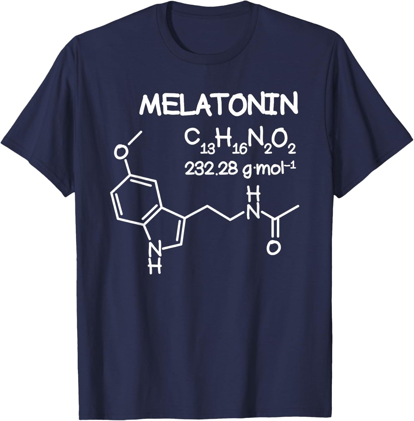 Melatonin Molecule Structure T Shirt Funny Sleep Men Women T-Shirt - T-Shirt | Navy