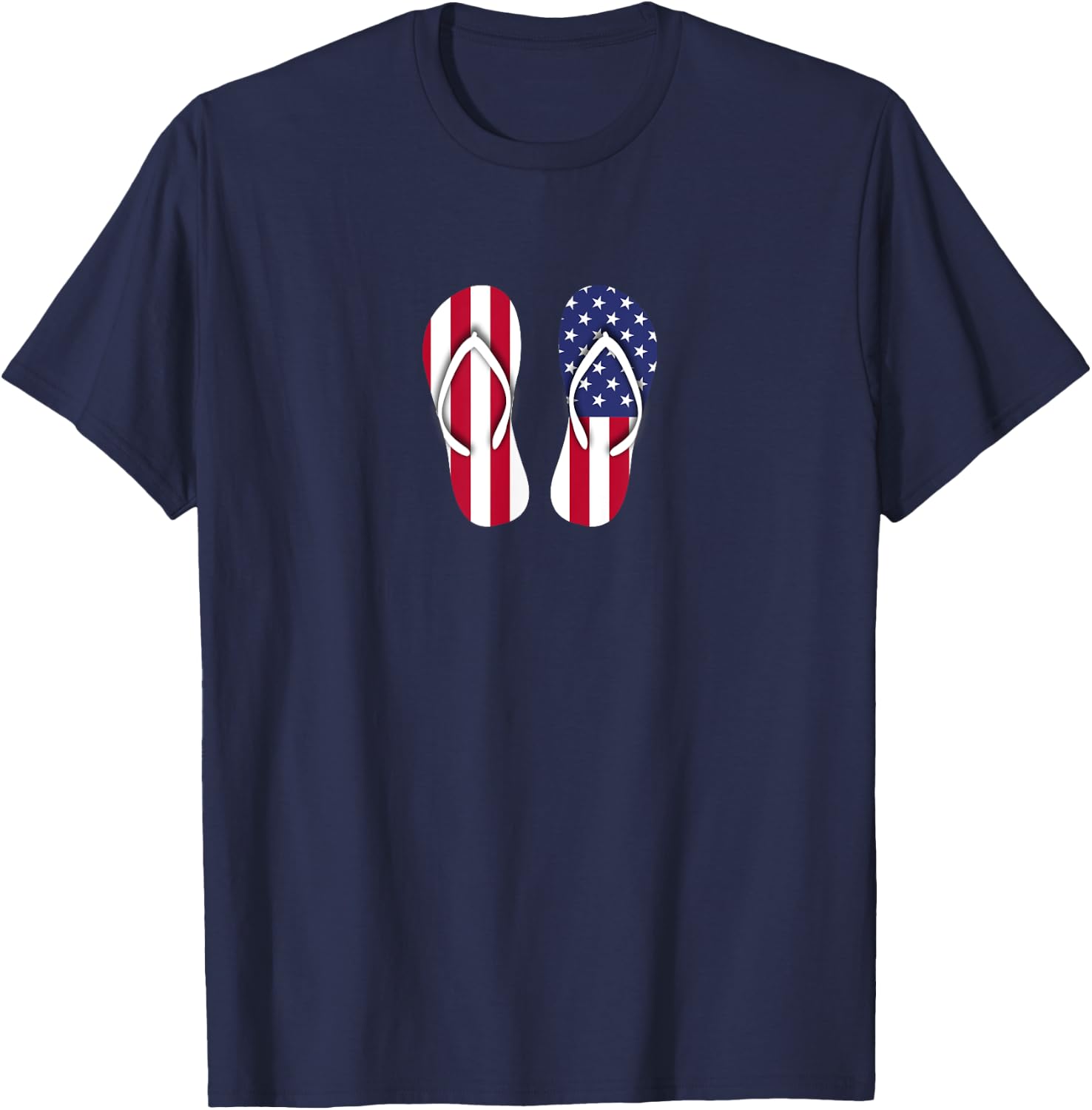 Flip Flops Red White and Blue Patriotic Sandals Beach T-Shirt - T-Shirt | Navy