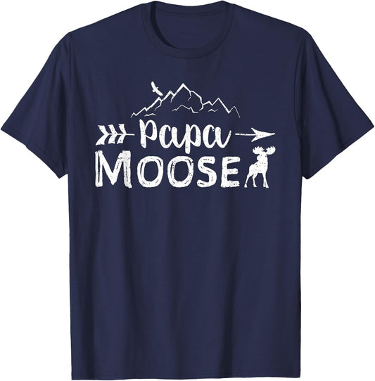 Papa Moose Shirt Matching Family Mama Papa Moose Camping T-Shirt - T-Shirt | Navy