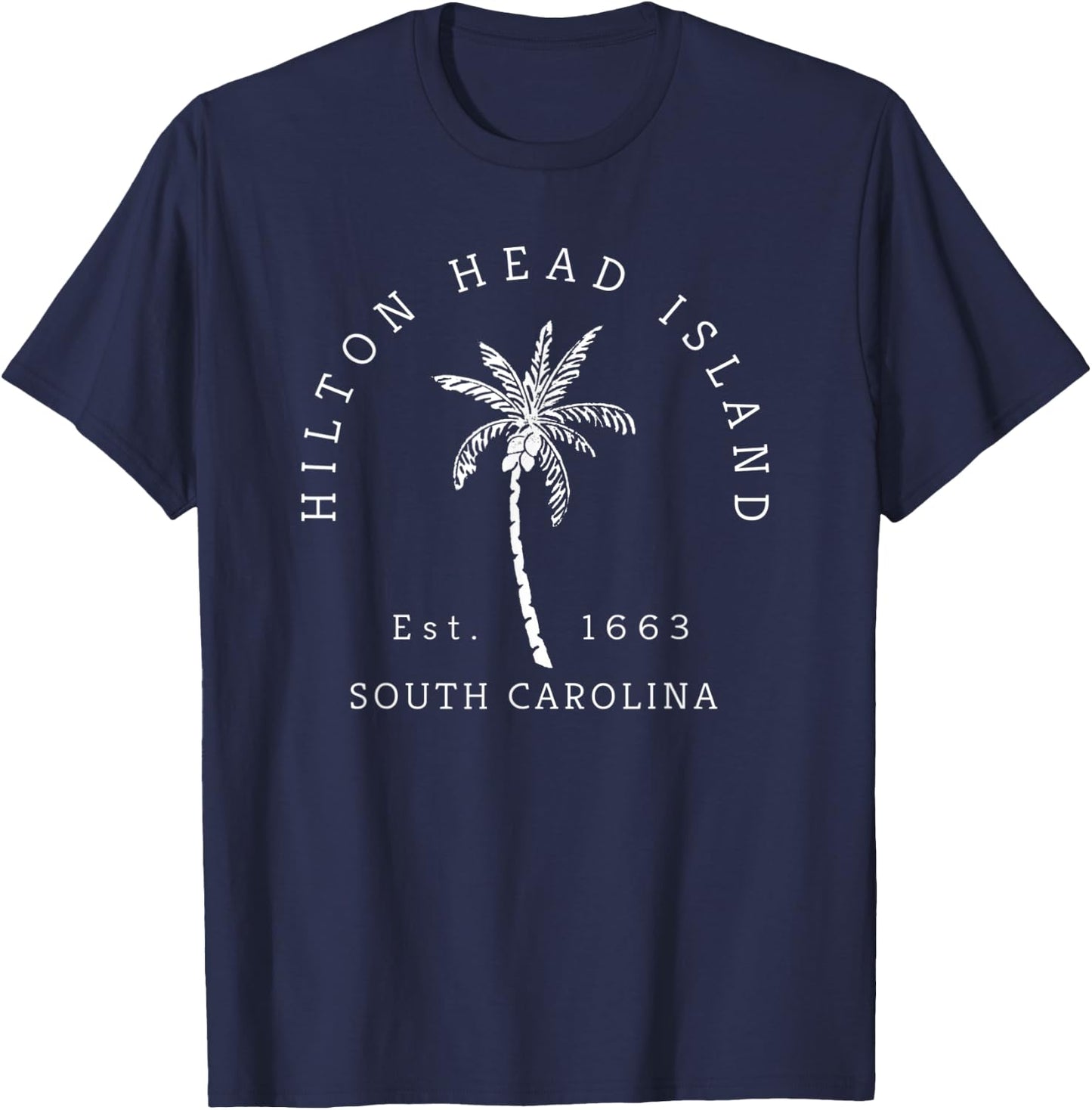 Original Hilton Head Island Palm Tree Novelty Art Surf T-Shirt - T-Shirt | Navy