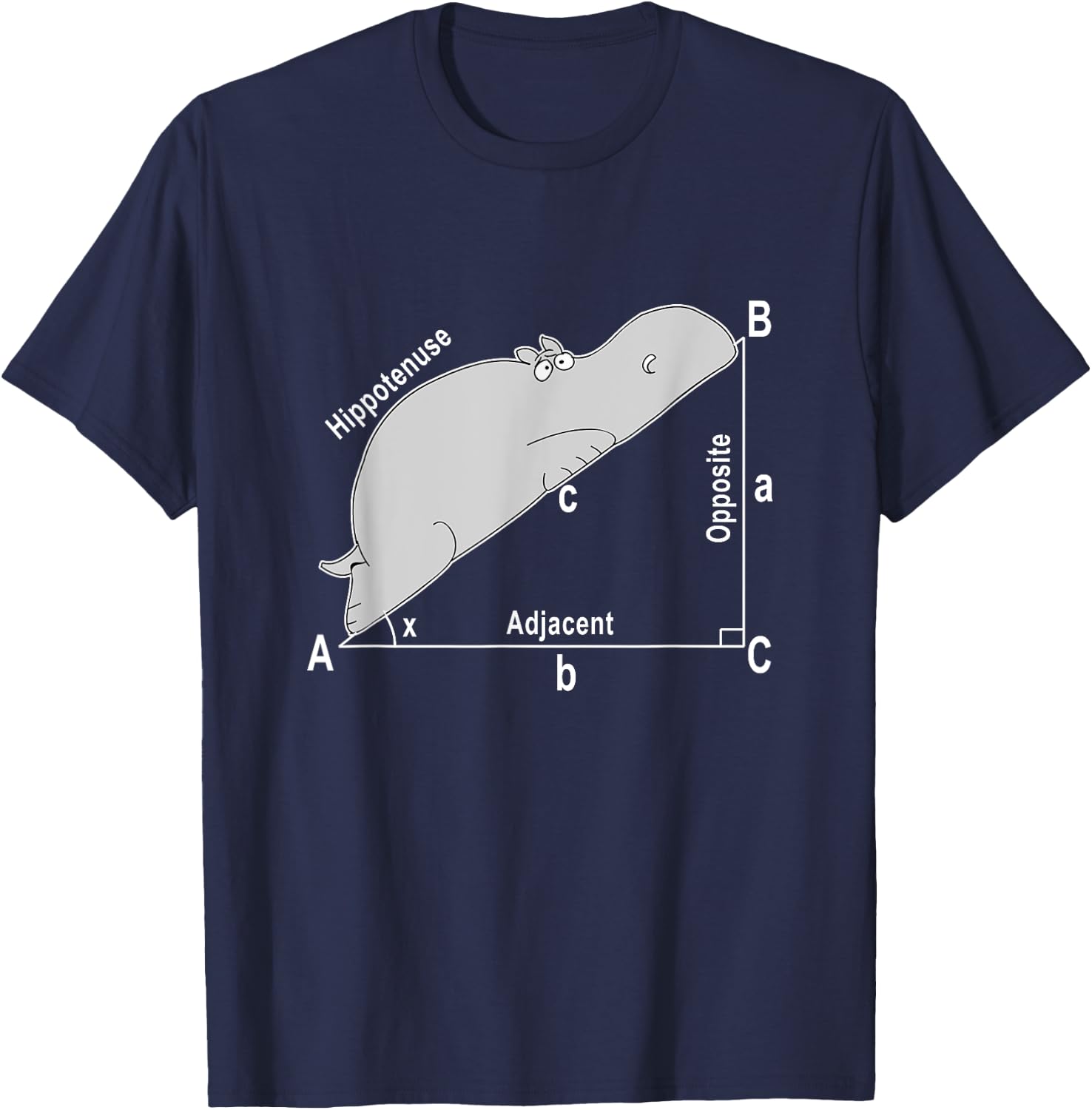 Hippo Math Analytical Funny Sarcasm Humor Teacher Men Women Girls Kids T-Shirt - T-Shirt | Navy