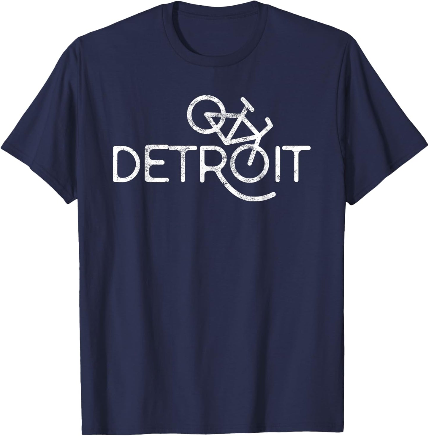 Vintage Detroit Bicycle Cyclist Gift Cycling Michigan Bike T-Shirt - T-Shirt | Navy