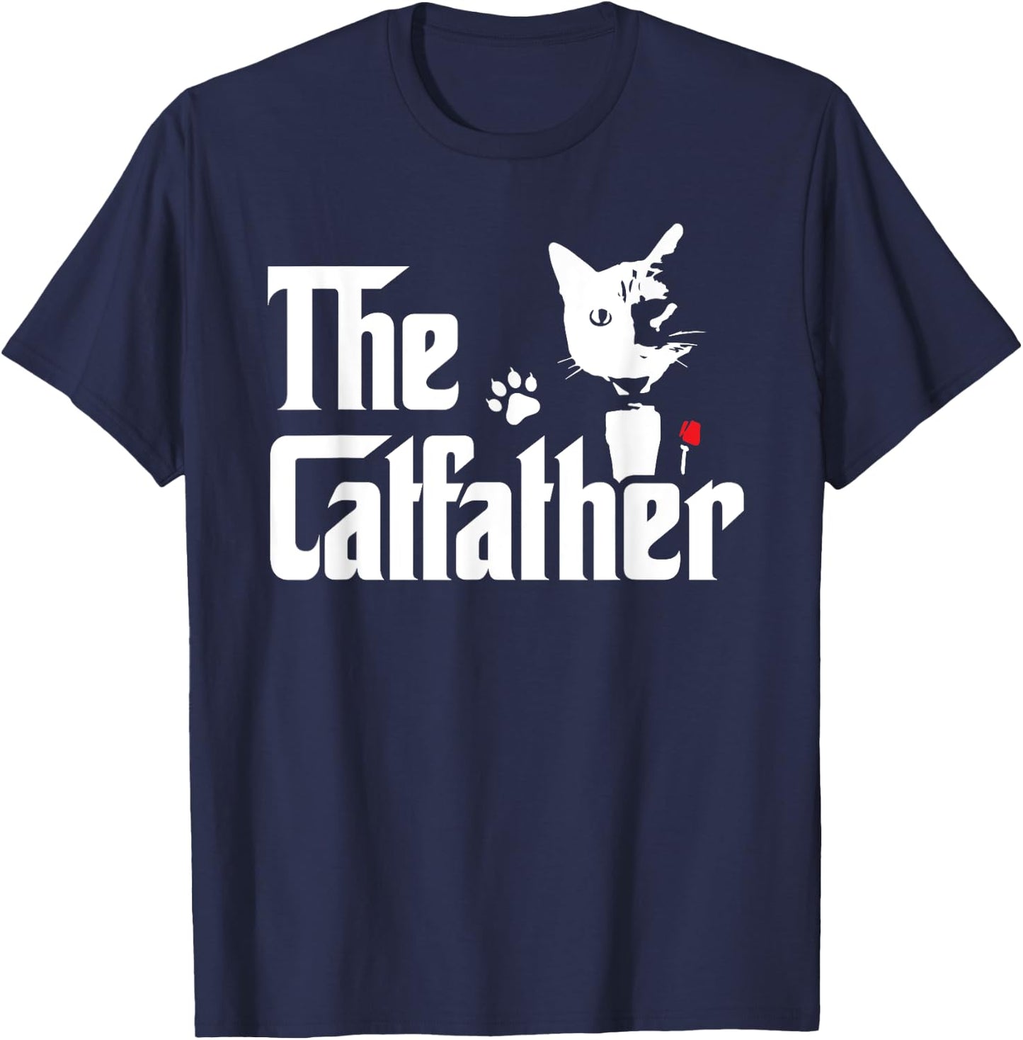 The Catfather Shirt Funny Gift Cat Daddy T-Shirt - T-Shirt | Navy