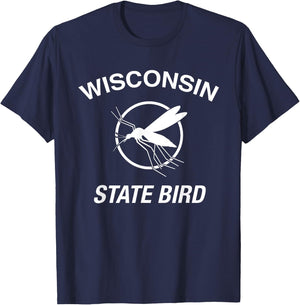 Funny Wisconsin State Bird Mosquito T-Shirt - T-Shirt | Navy
