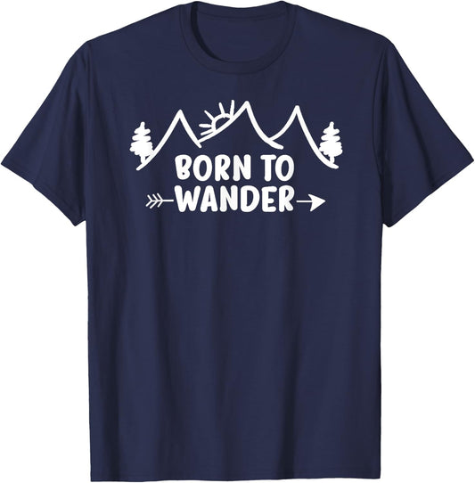 Inspirational Born To Wander, Camping Family T-Shirt - T-Shirt | Navy