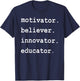 Teacher Motivator Believer Innovator Educator Women T-Shirt - T-Shirt | Navy