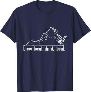 Virginia State Brewery Map - Craft Beer Graphic T-Shirt - T-Shirt | Navy