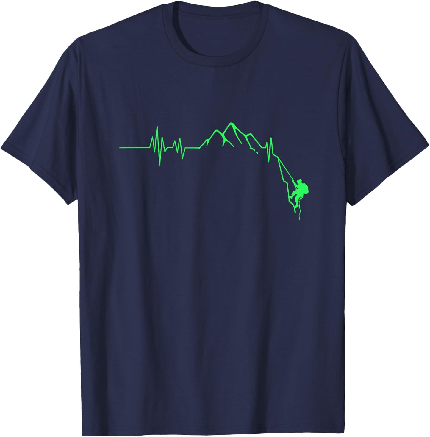 Rock Climbing Heartbeat Gift Print Climbing T-Shirt - T-Shirt | Navy