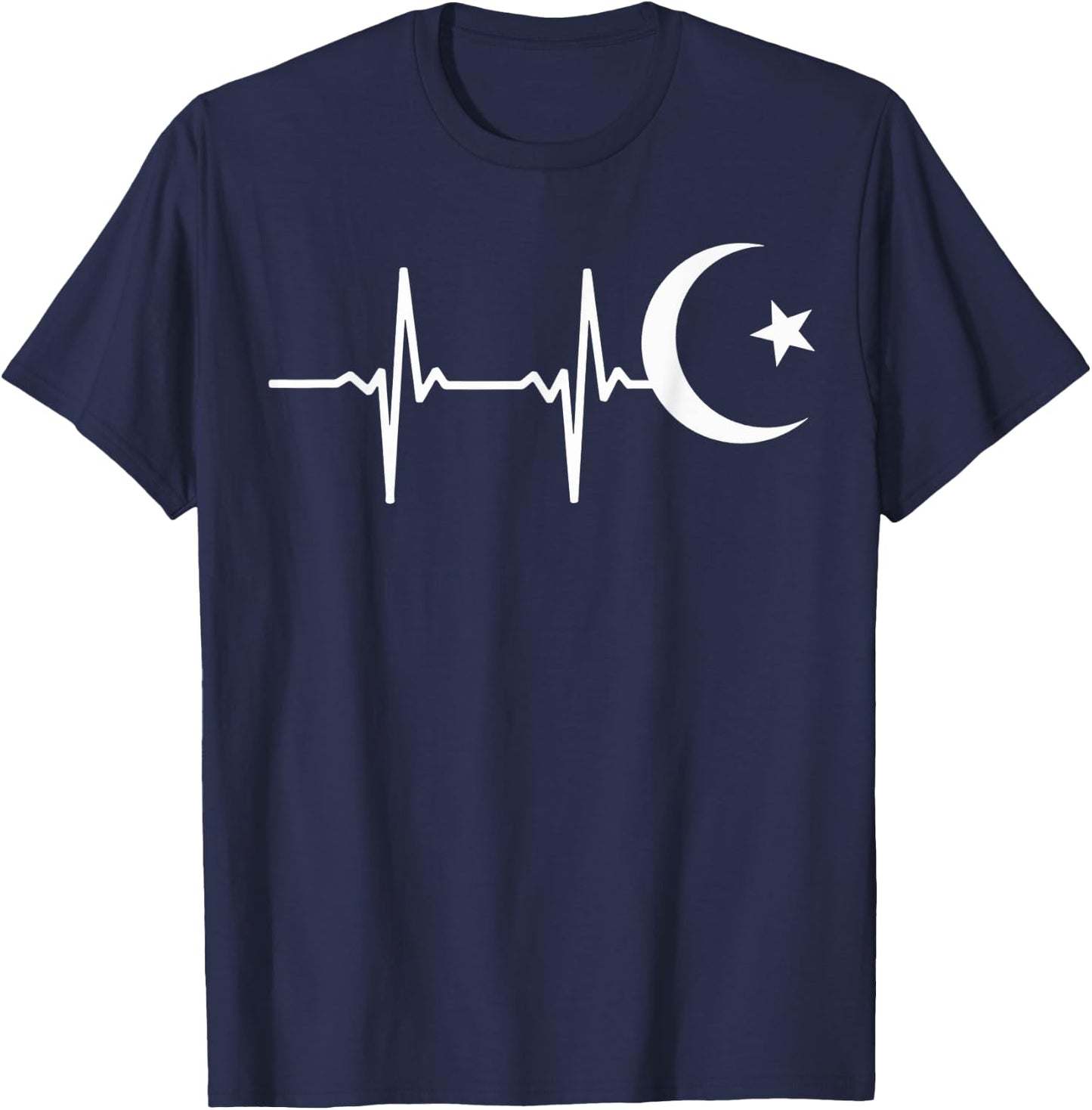 Muslim heartbeats, Ramadan Kareem moon Crescent Eid T-Shirt - T-Shirt | Navy