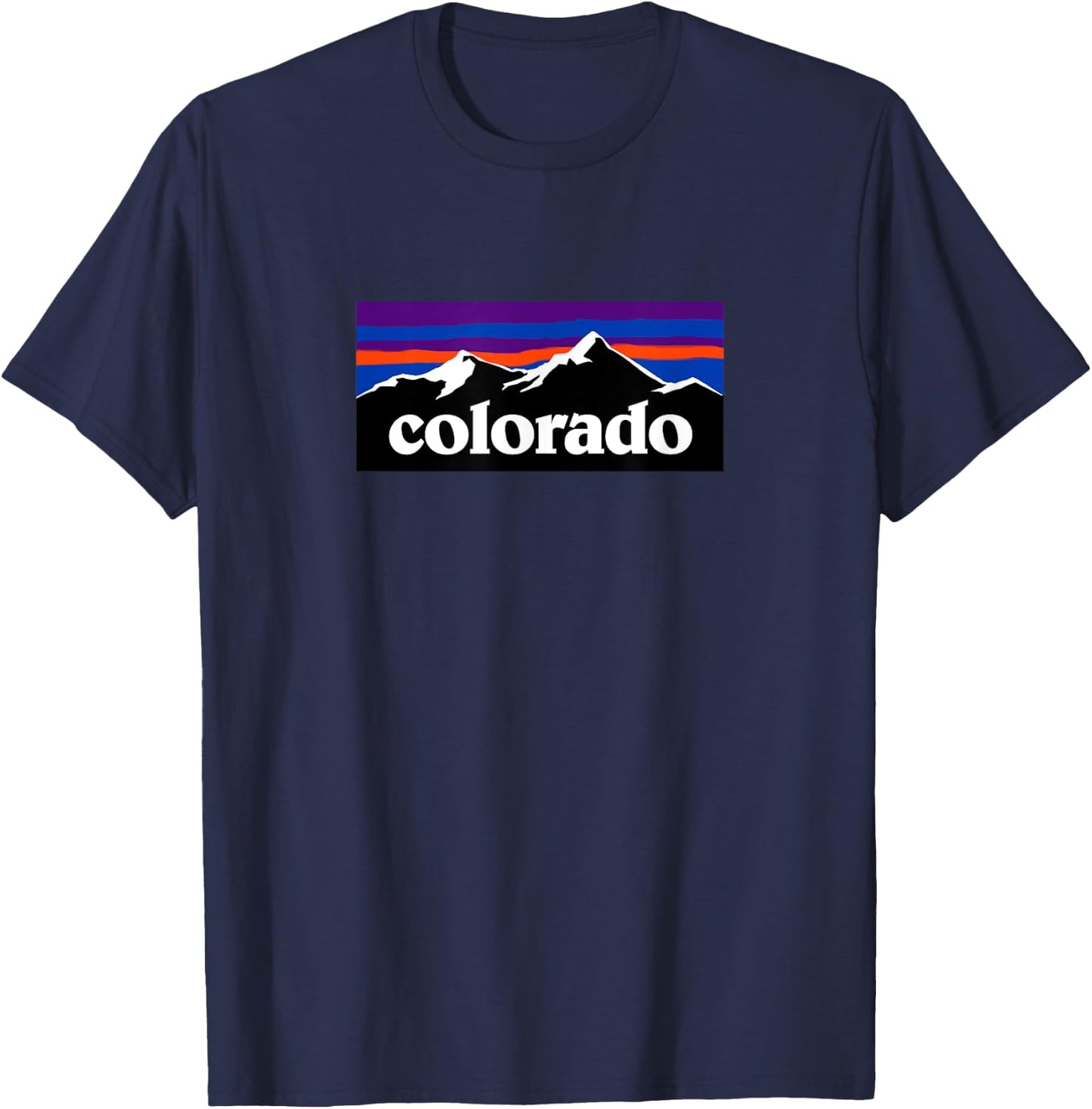 Colorado Mountains Outdoor Flag Design T-Shirt - T-Shirt | Navy