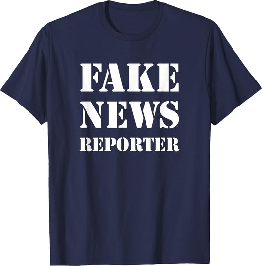 Fake News Costume Shirt Halloween Reporter T-Shirt - T-Shirt | Navy