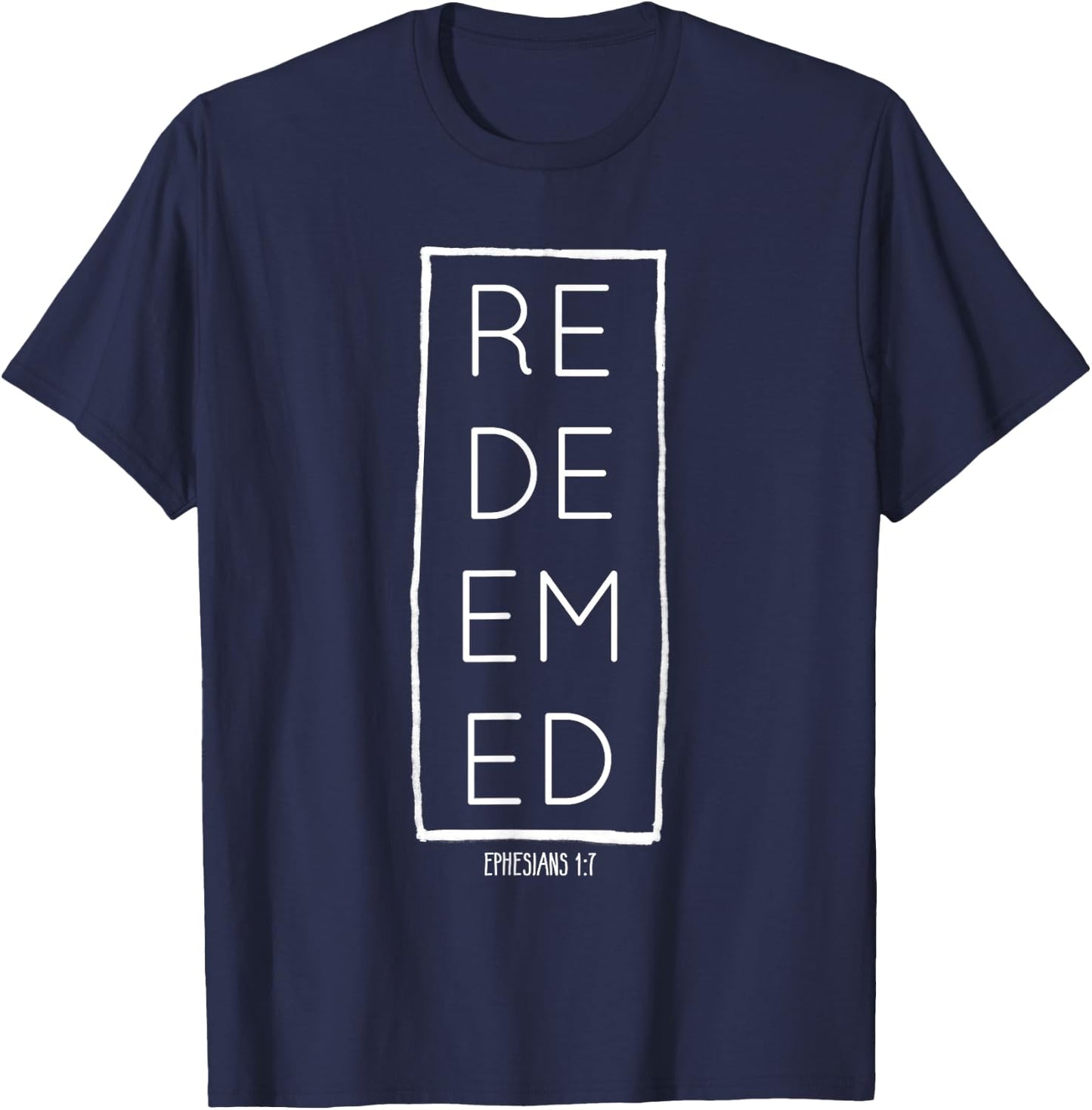 REDEEMED | Deluxe vintage distressed Christian T-Shirt - T-Shirt | Navy