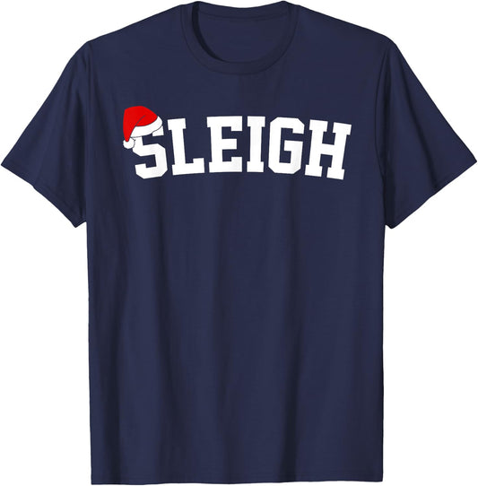 Sleigh Christmas Santa Hat Matching Christmas Family Pajama T-Shirt - T-Shirt | Navy