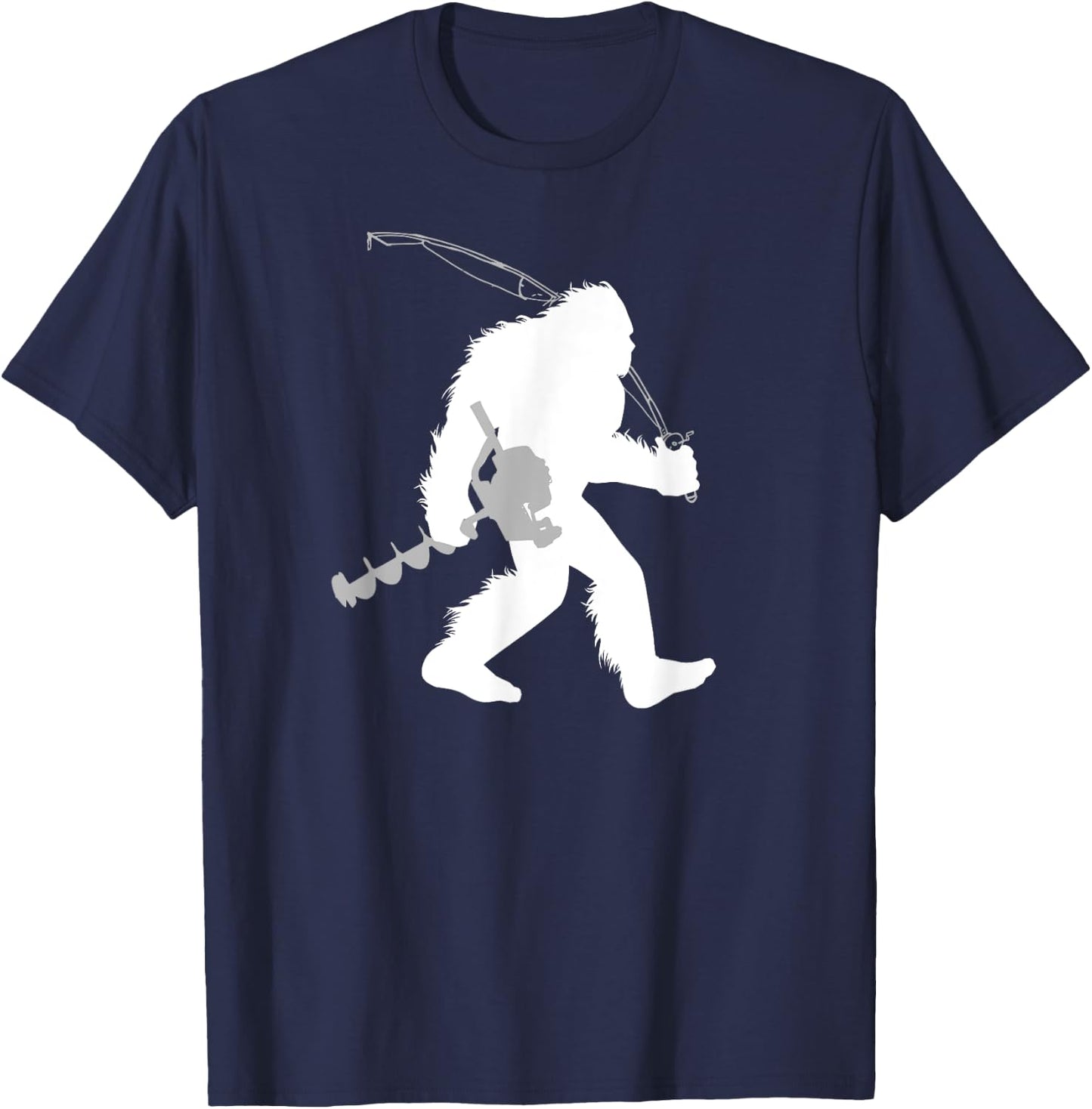 Yeti Bigfoot Ice Fishing , Black, Small, Men's, Short Sleeve, Classic Fit, Casual Classic, Fish Theme, Fishing Occasion T-Shirt - T-Shirt | Navy
