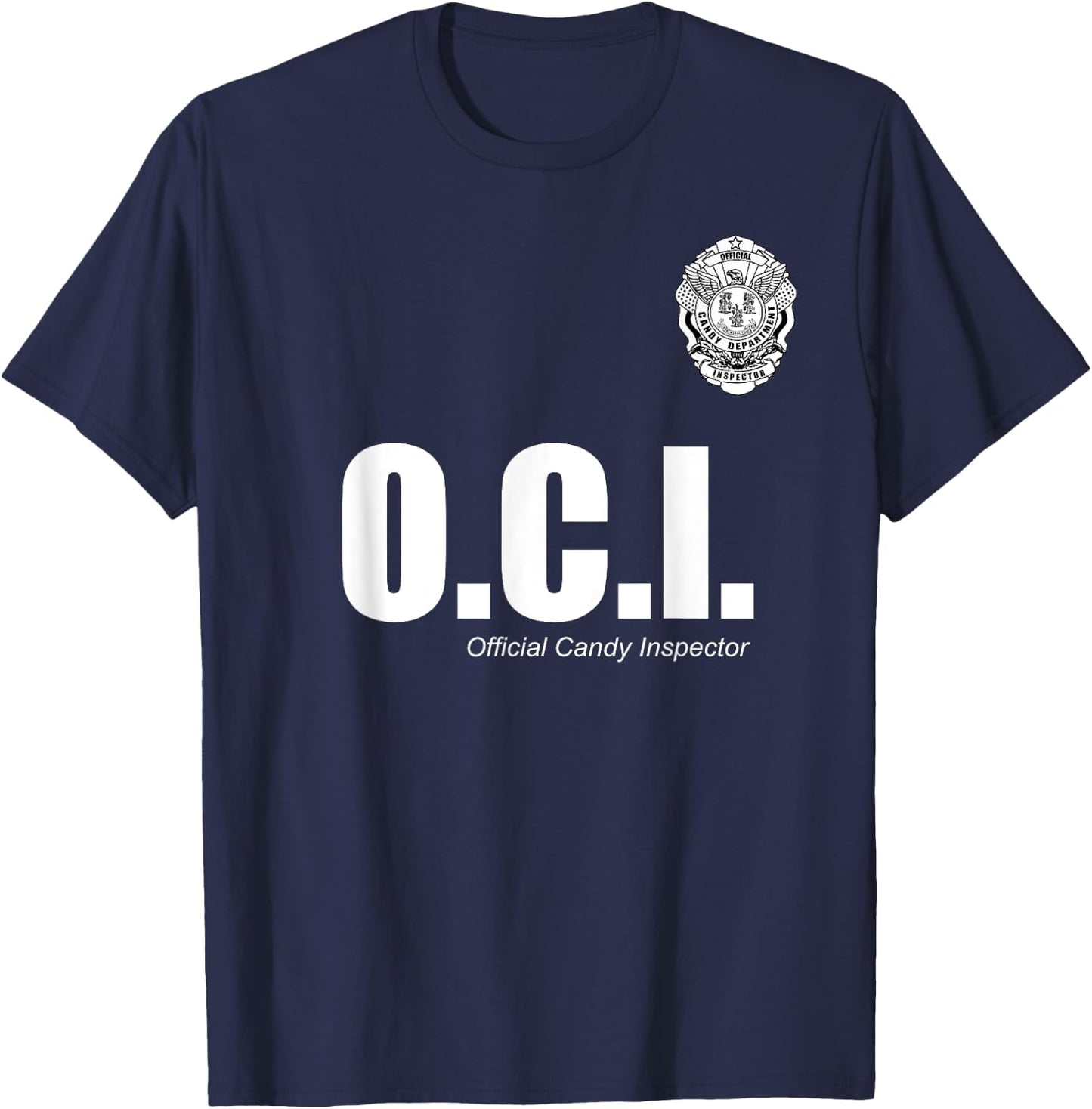 OFFICIAL CANDY INSPECTOR SHIRT | OCI Halloween T Shirt T-Shirt - T-Shirt | Navy