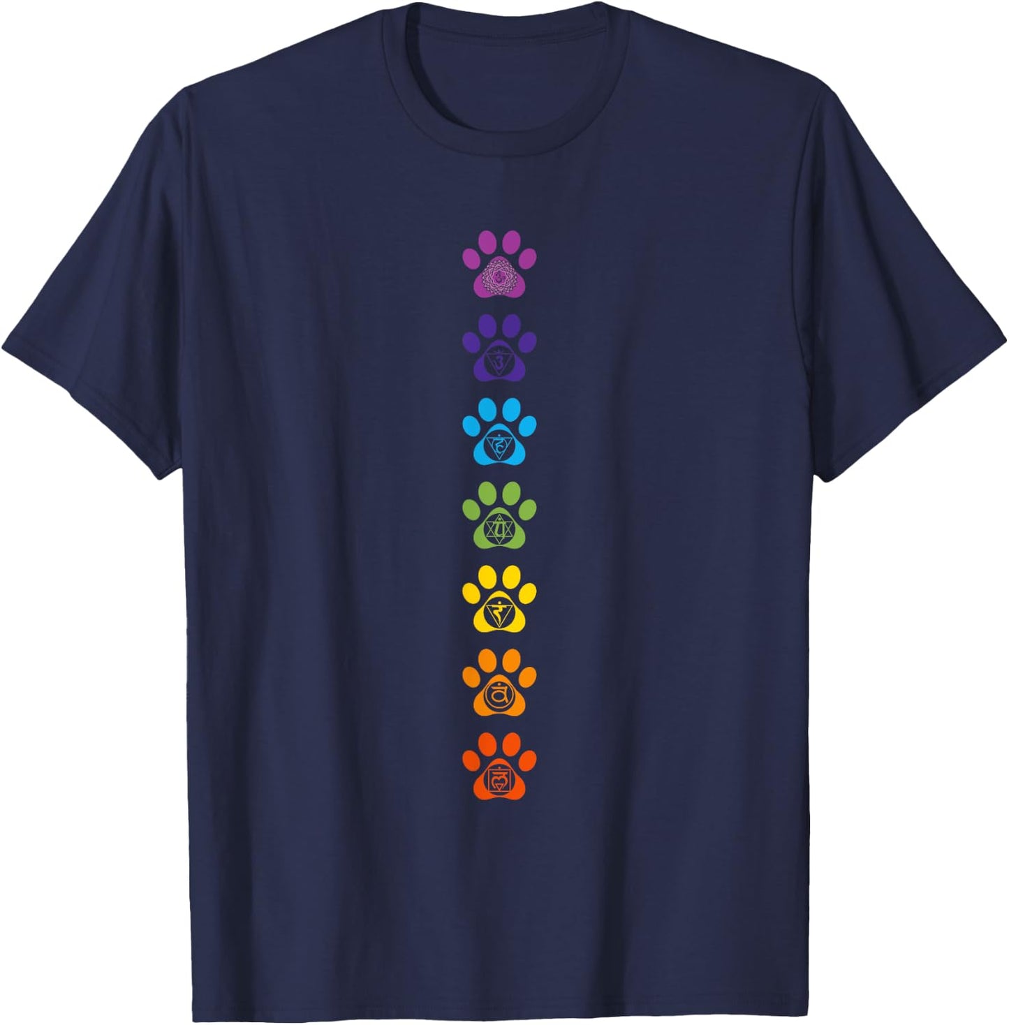 7 Chakras Puppy Paw Print Cute High Vibe Conscious T-Shirt - T-Shirt | Navy