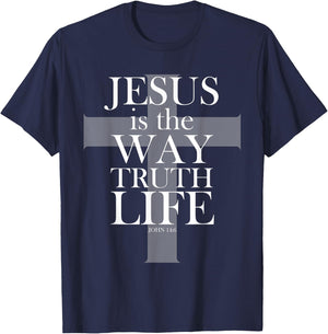Jesus is the way the truth the life bible Christian t shirt T-Shirt - T-Shirt | Navy
