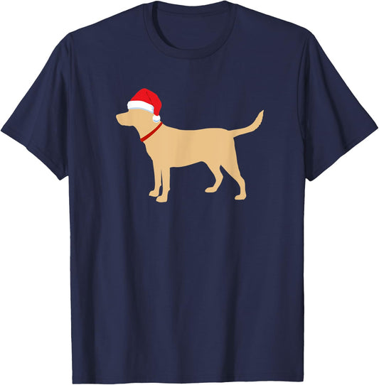 Yellow Lab Santa Hat Cute Labrador Christmas Gift T-Shirt - T-Shirt | Navy