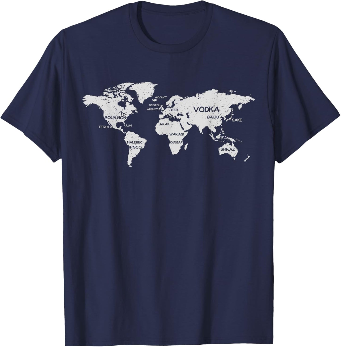 International Alcohol Map Drinking Around the World T-Shirt - T-Shirt | Navy