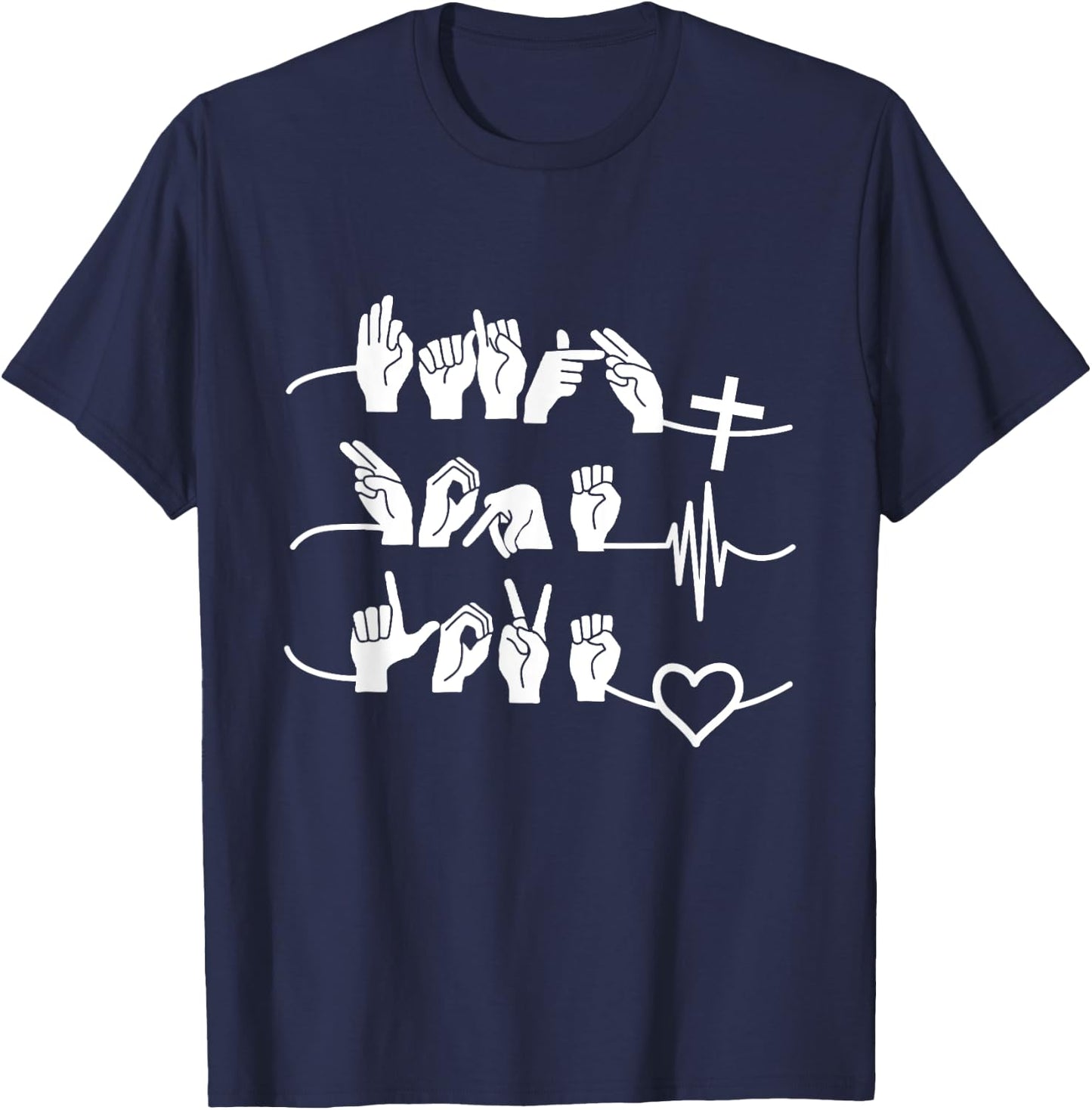 Faith Hope Love - Christ Religion Heartbeat T-Shirt - T-Shirt | Navy