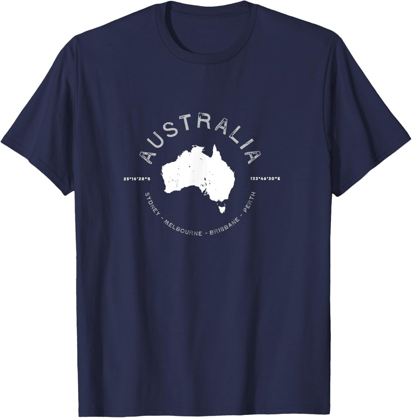 Australia Travel Souvenir Vintage Retro - -Adults, Black, Small, Short Sleeve T-Shirt - T-Shirt | Navy