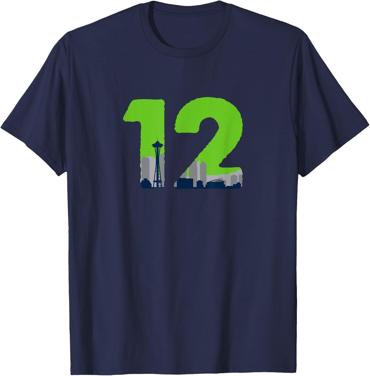 12 Seattle Sports Fan Skyline T-Shirt - T-Shirt | Navy