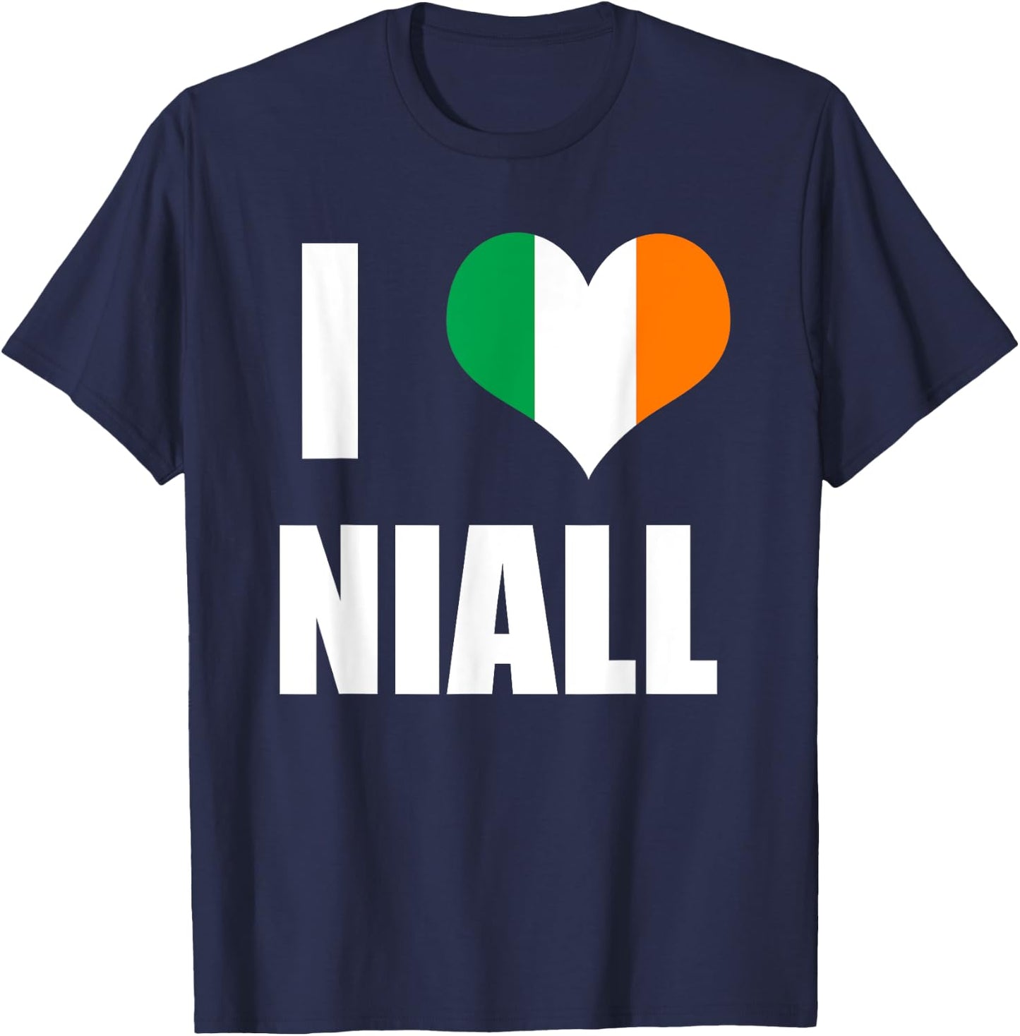 I Love Niall - Ireland Flag Heart T-Shirt - T-Shirt | Navy