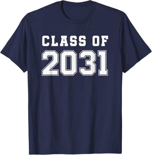 Class of 2031 First Day of School Grow With Me Shirt T-Shirt - T-Shirt | Navy