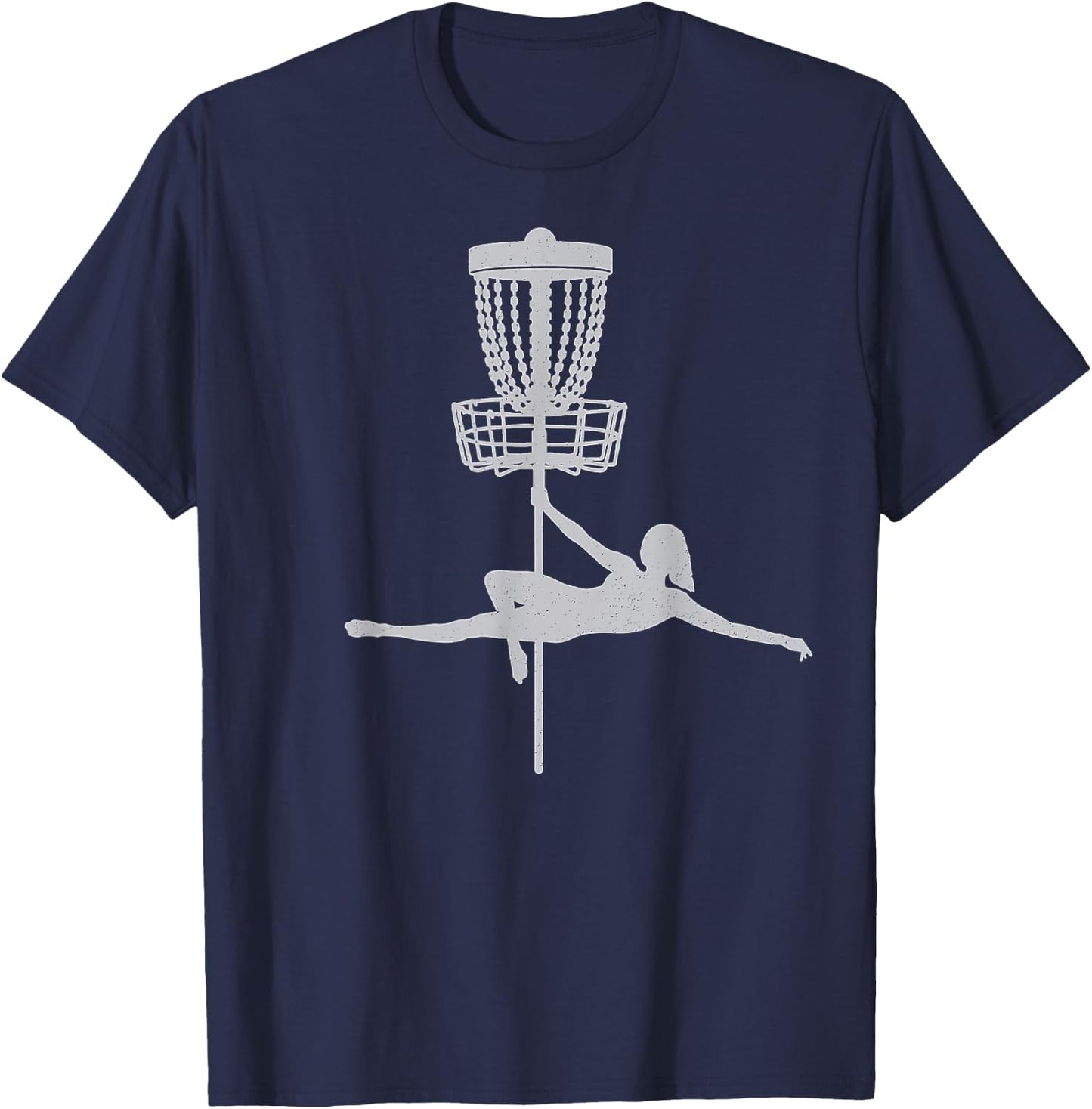 Disc Golfer Pole Dancer Shirt Funny Vintage Disc Golfing T-Shirt - T-Shirt | Navy