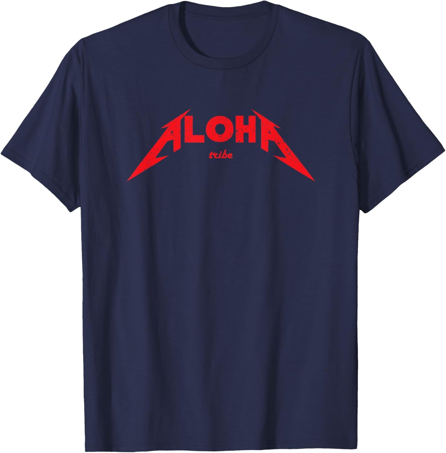 Heavy Rock N Roll Band Aloha Graphic T-Shirt - T-Shirt | Navy