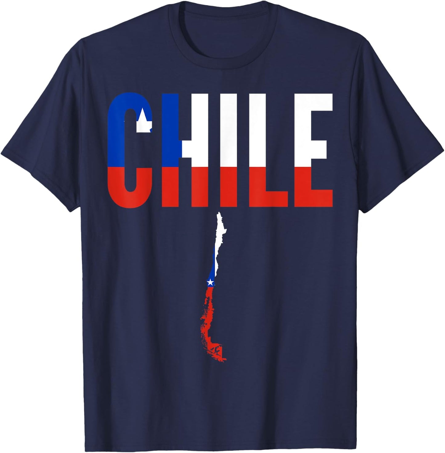 Chilean - Chile Country Map Flag T-Shirt - T-Shirt | Navy