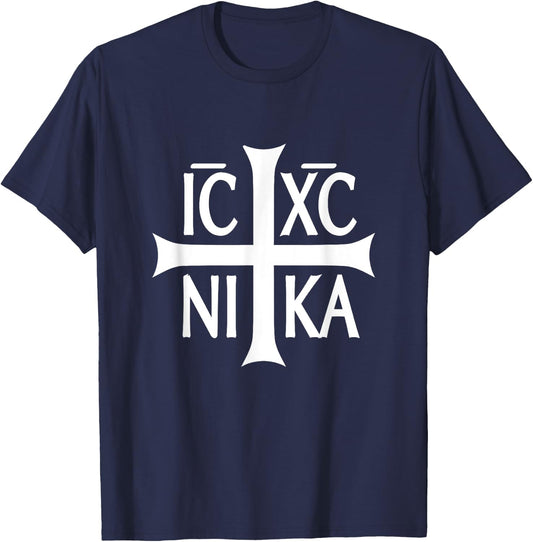 IC XC NIKA Cross Eastern Christian Greek Shirt T-Shirt - T-Shirt | Navy