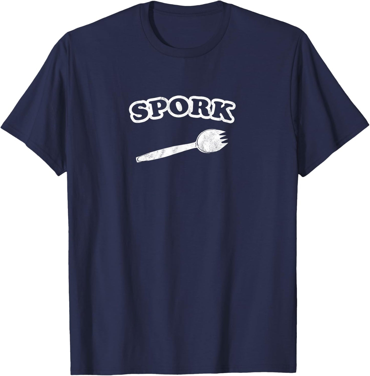 Retro Spork Distressed Vintage Design T-Shirt - T-Shirt | Navy