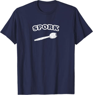 Retro Spork Distressed Vintage Design T-Shirt - T-Shirt | Navy