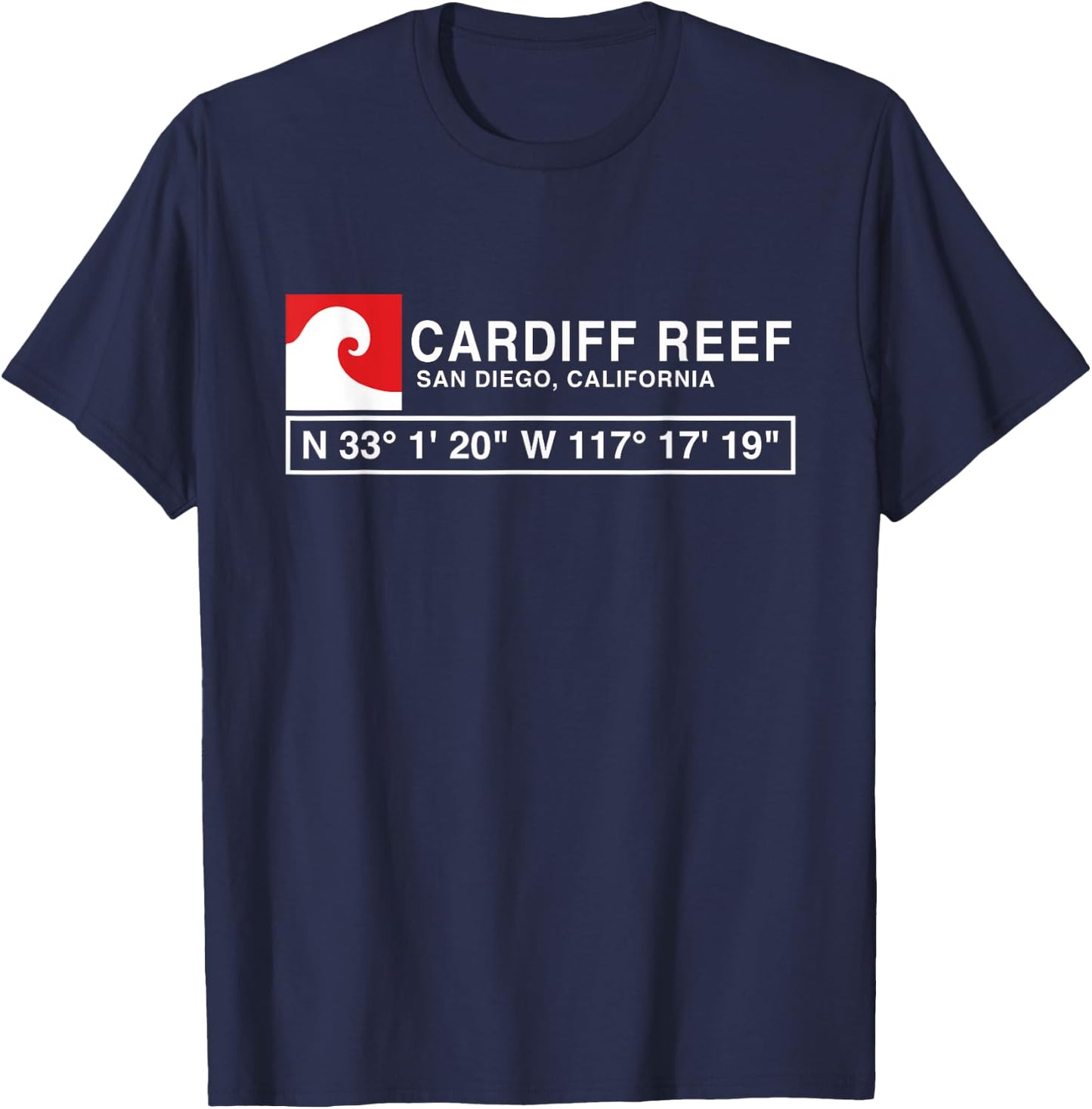 Cool Cardiff Reef Surf with Gps Coordinates T-Shirt - T-Shirt | Navy