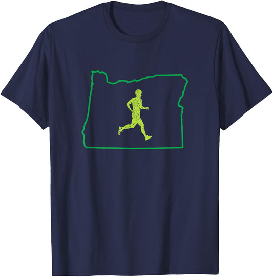 Run Oregon Shirt Oregonian Boys Running Gifts T-Shirt - T-Shirt | Navy