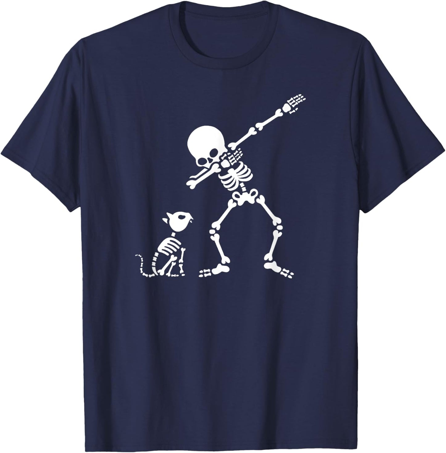 Dab dabbing pet cat skeleton bones skull Halloween T-Shirt - T-Shirt | Navy