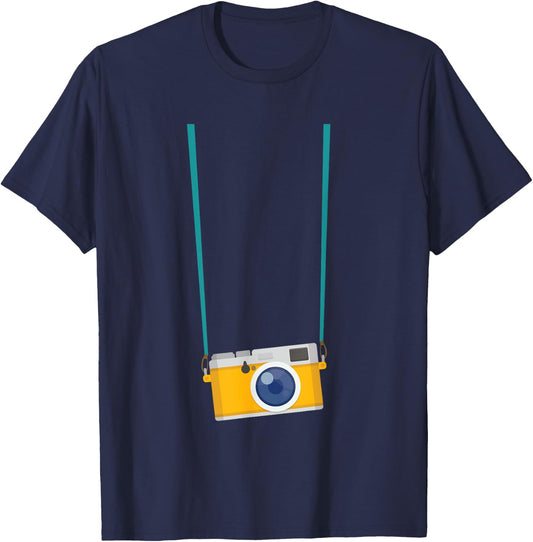 Fake Tourist Camera Graphic - Holiday Vacation Photographer T-Shirt - T-Shirt | Navy
