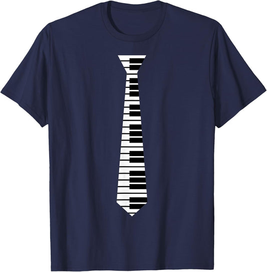 Piano Neck Tie Funny Humorous Keyboard Music Player Fun Gift T-Shirt - T-Shirt | Navy