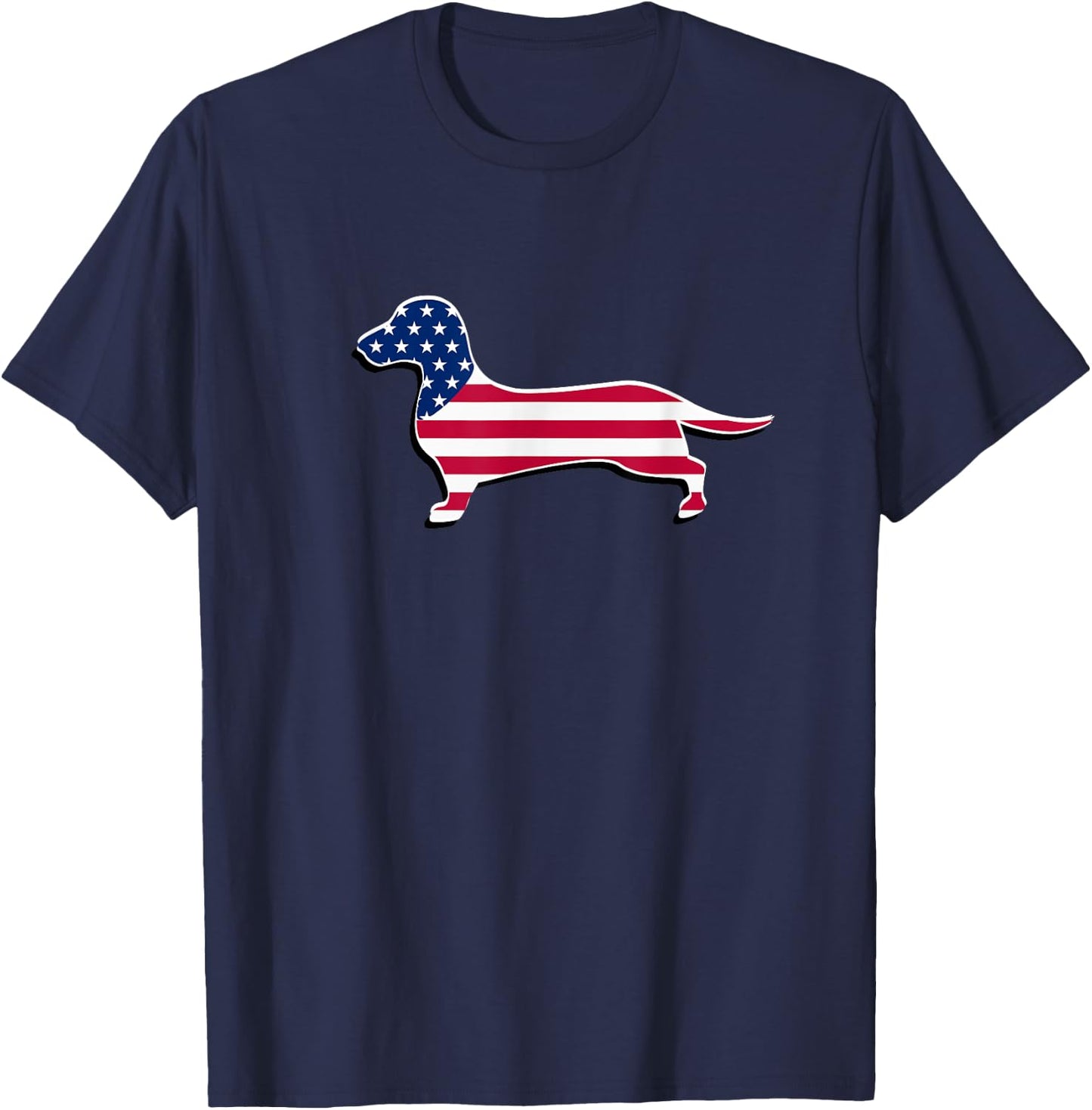 Dachshund Dog - American USA Flag Patriotic 4th Of July T-Shirt - T-Shirt | Navy