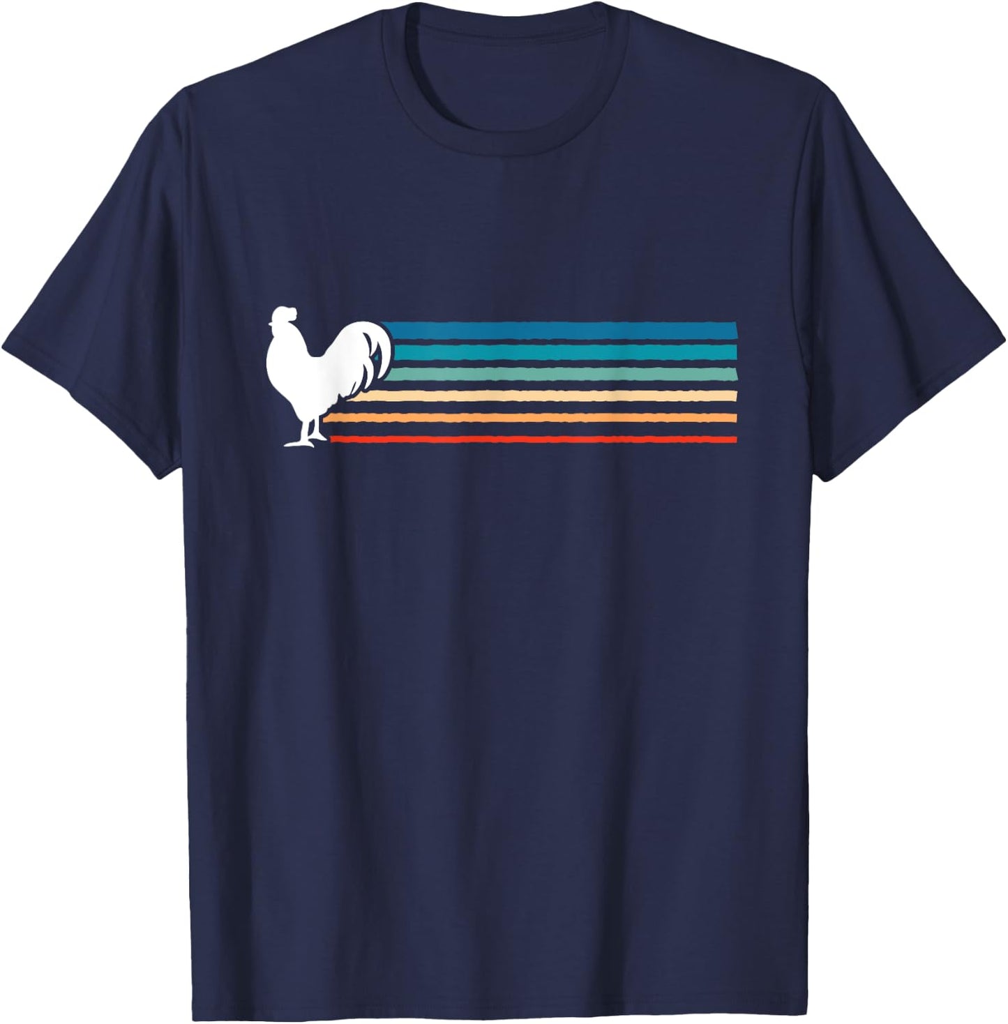 France Rainbow Rooster - Funny Retro Animal T-Shirt - T-Shirt | Navy