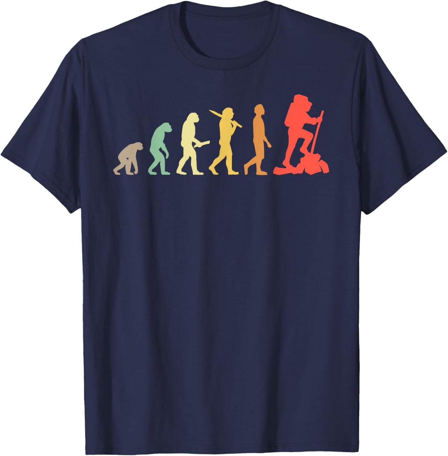 Retro Hiking Evolution Gift Hikers T-Shirt - T-Shirt | Navy